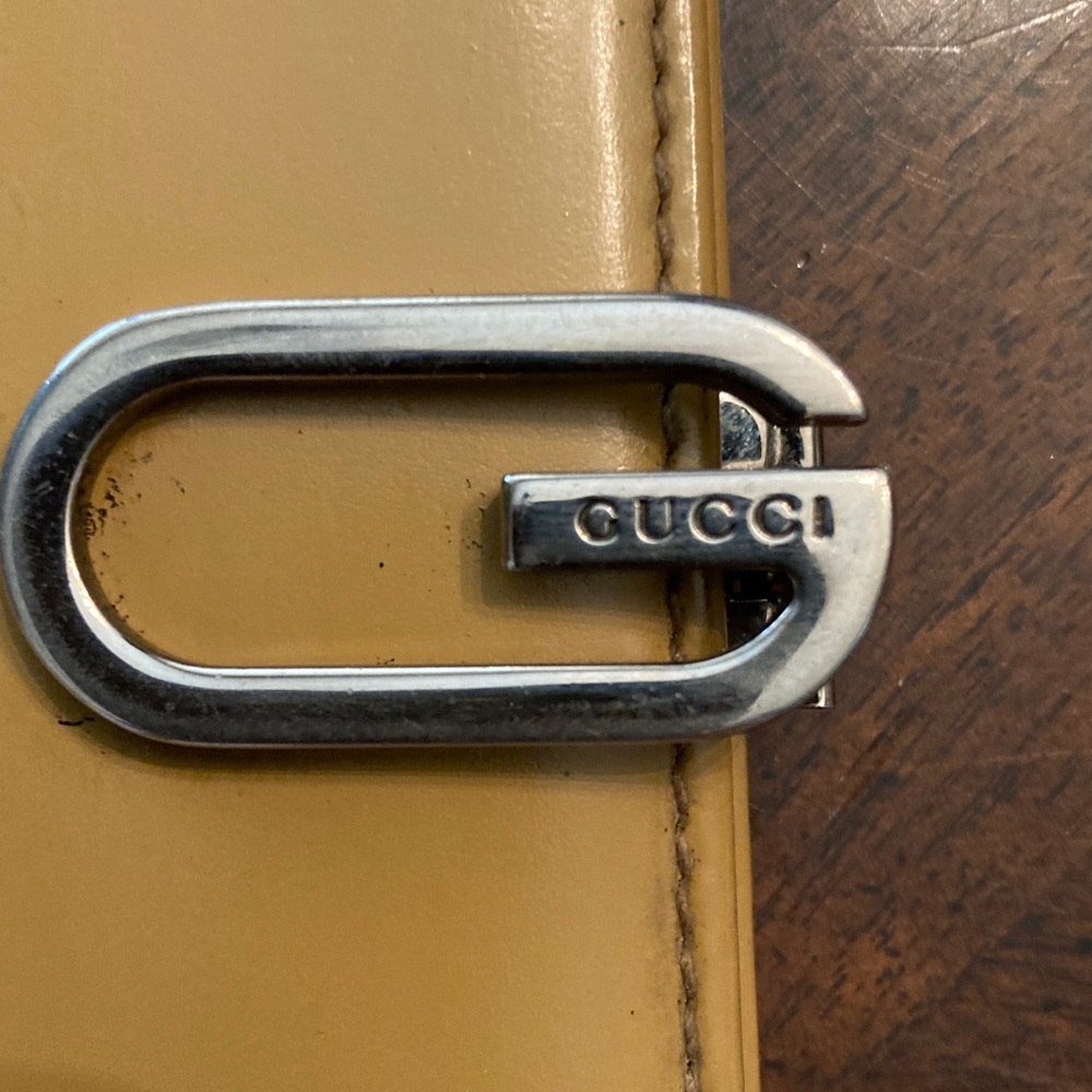 Gucci Vintage long wallet in camel leather with silver-tone "G-clasp" closure. - Picture 4 of 9